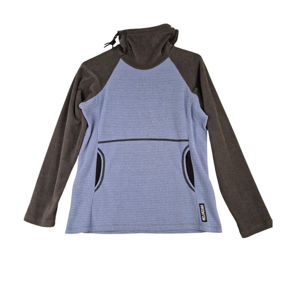 Melanzana Micro Grid Hoodie Womens Small‎ Blue Grey Fleece Leadville Colorado